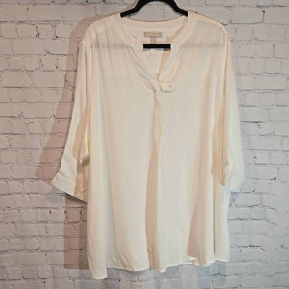 Woman Within plus size 2X white blouse NWT